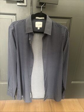 Men's Blue Micro-Check Button-Down Shirt